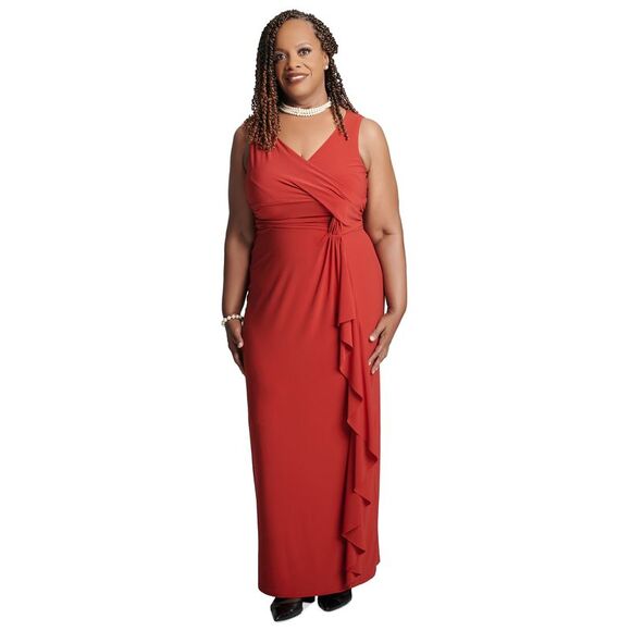 Women's Charlotte Ruffle-Front Sleeveless Maxi Dress - Picture 1 of 1